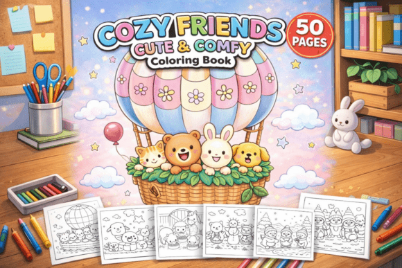 Download Cozy Friends Cute &amp; Comfy Coloring Book - Cozy friends Collection