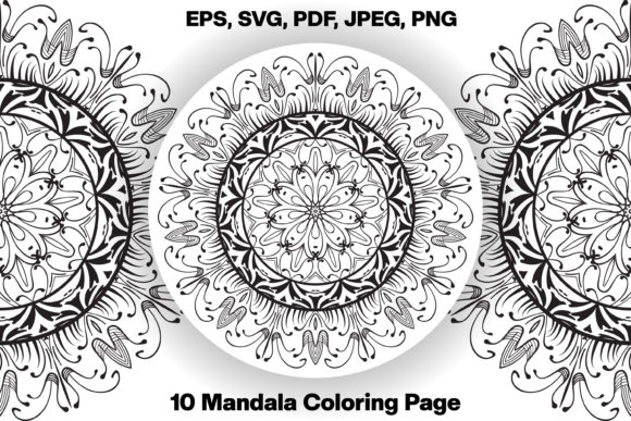 Download 10 Monochrome Adult Mandala Coloring Pag - Mon Collection