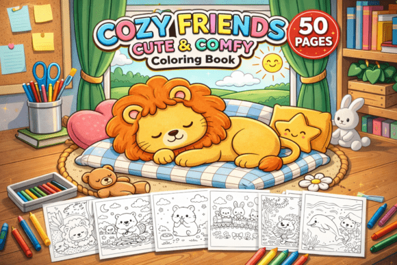 Download Cozy Friends Cute &amp; Comfy Coloring Book - Cozy friends Collection