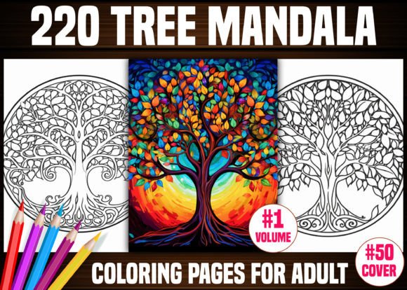 Download 220 Tree Mandala Coloring Pages - KDP - Premium Resources