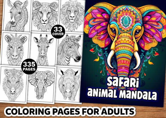 Download Safari Animal Mandala Coloring Pages - Premium Bundle