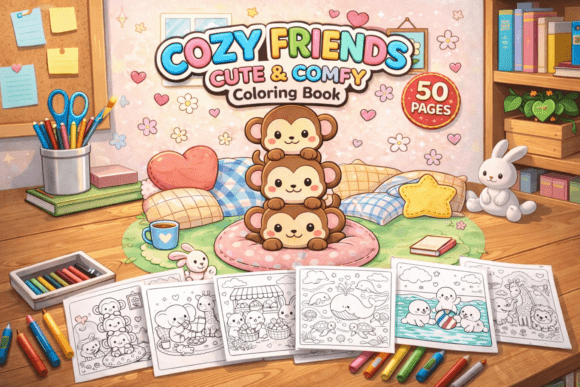 Download Cozy Friends Cute &amp; Comfy Coloring Book - Cozy friends Collection