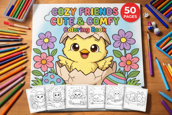 Download Cozy Friends Cute &amp; Comfy Coloring Book - Cozy friends Collection