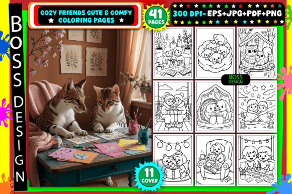 Download Cozy Friends Cute &amp; Comfy Coloring Pages - Cozy friends Collection