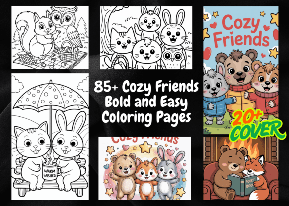 Download Cozy Friends Bold and Easy Coloring Book - Cozy friends Collection