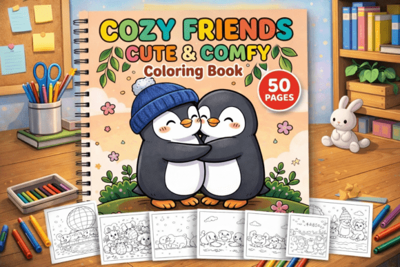 Download Cozy Friends Cute &amp; Comfy Coloring Book - Cozy friends Collection